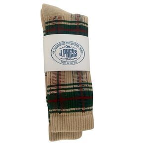 American Trench X J Press McCallister Plaid Mid-Calf Socks - Beige Multi
